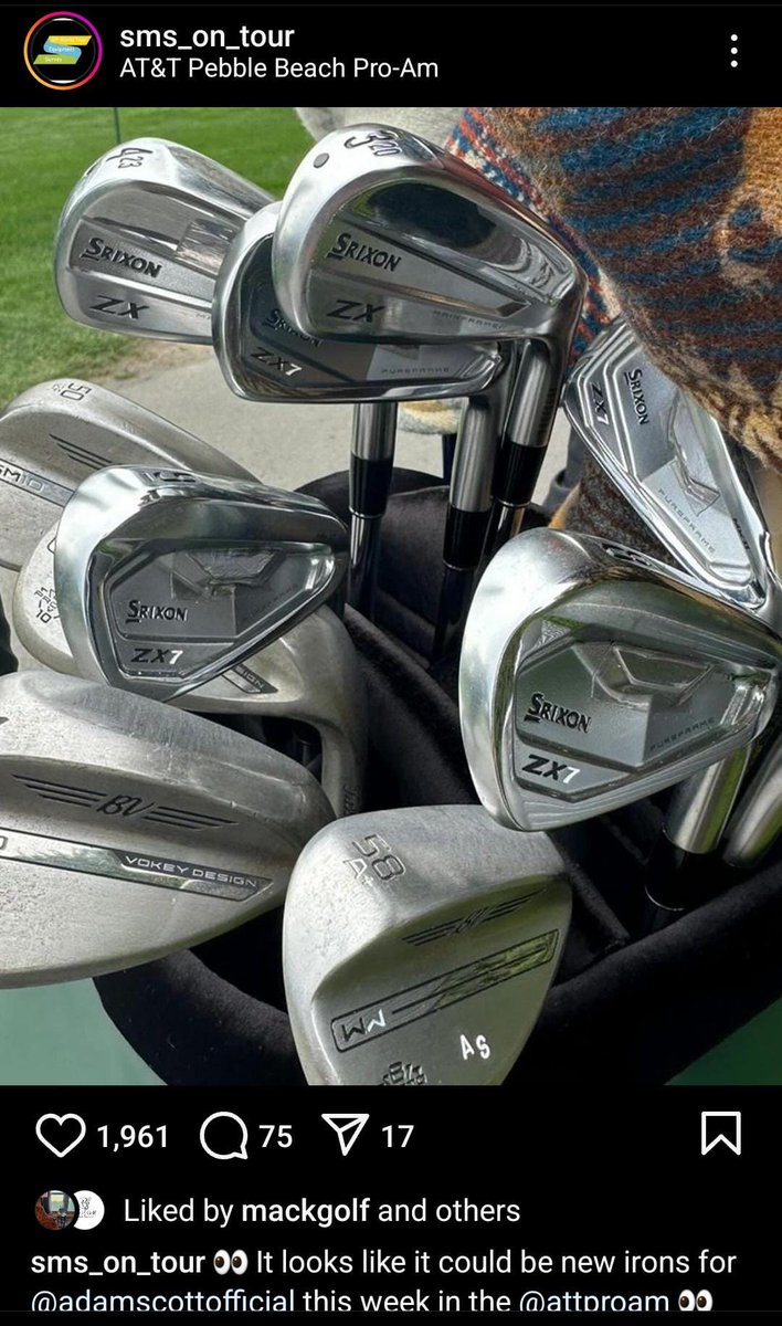 Guess who is rocking new set of irons / utility irons this week at Pebble beach @SrixonEurope @SrixonGolf - name the golfer?