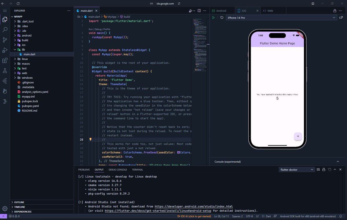 KasunLuckshitha's tweet photo. I got preview access to the Google IDX editor. We can run Android and iOS emulators on the web. Damn!
#GoogleIDX https://t.co/l9d0SzylbW