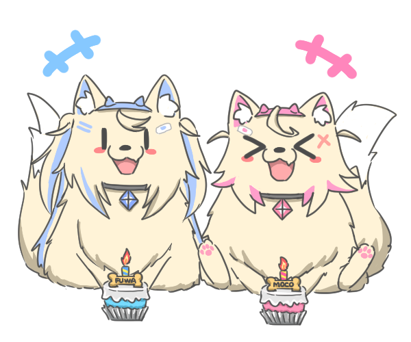 フワワ・アビスガード ,モココ・アビスガード 「HAPPY!#FWMCpix 」|裕司‧威爾斯(ウェルシュ)のイラスト