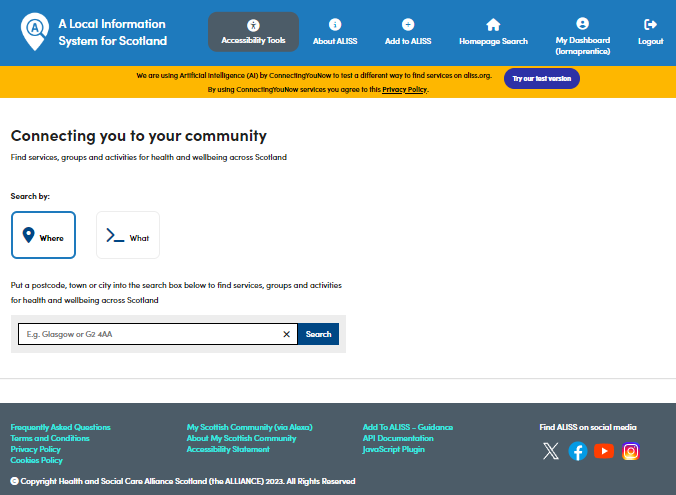 alissprogramme's tweet photo. 📣The updated ALISS site is live!

It has a fresh new look and improved features!

Sign up for an ALISS account and add your community service today and help make it easier for people to find community resources: https://t.co/2pVMHpyHka

#ConnectingYouToYourCommunity https://t.co/rnXvGuteXQ