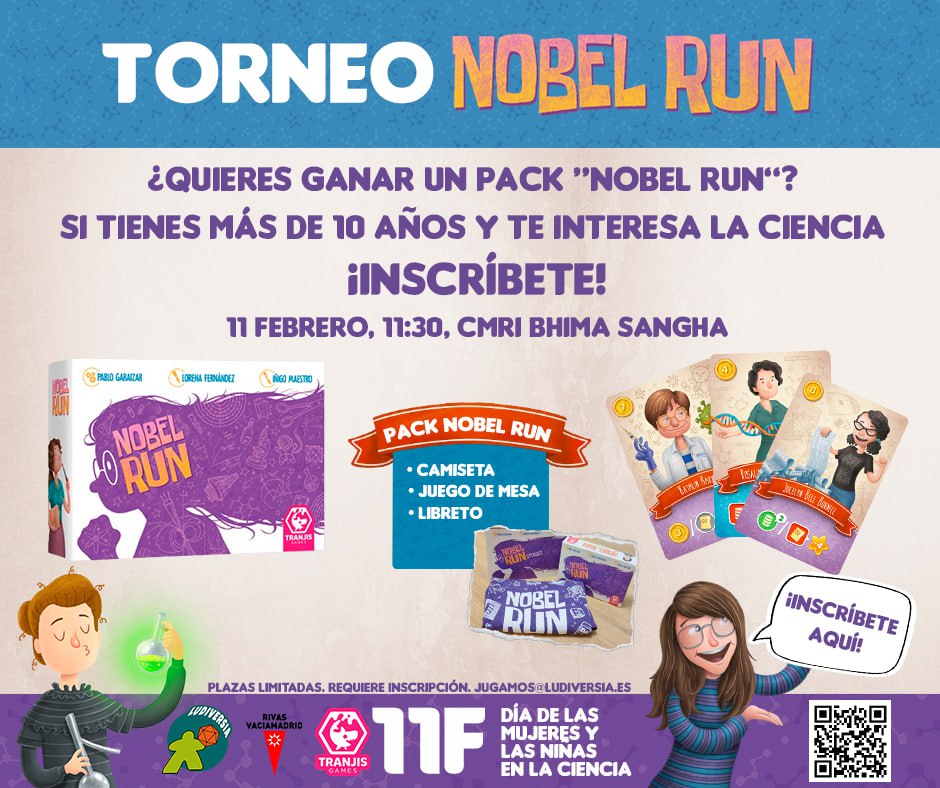 ¡No te lo pierdas! 🚀 El domingo 11 de febrero, tendremos torneo de Nobel Run en honor al Día de las Mujeres y Niñas en la Ciencia. 🧪👩‍🔬¡Inscríbete y sé parte de un evento que mezcla ciencia y diversión de manera única! 🏆🎉 #NobelRun #CienciaYDiversión #DíaDeLaMujerEnLaCiencia
