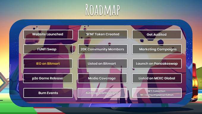 Drive around the world and feel the asphalt 
from every road.🏎️

Funfi Roadmap is full of all the things that are about to come in our exciting journey!

Click here and ride with us!⬇️
funfi.org
#Crypto #P2E #GAME #cryptocurrency #token
