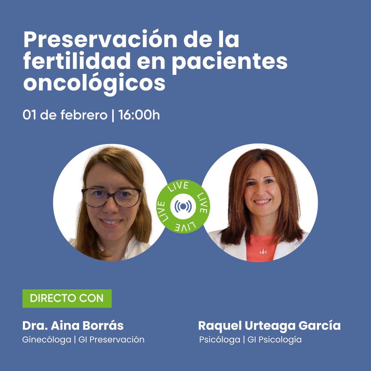 En el mes de Febrero nos sumamos a la lucha contra el cáncer y ponemos el foco en la preservación de la fertilidad, un avance necesario e importante que nos recuerda que hay vida después de la enfermedad oncológica 🧊

📺 Siguel el directo en IG ⬇️

#PreservaciónFertilidad