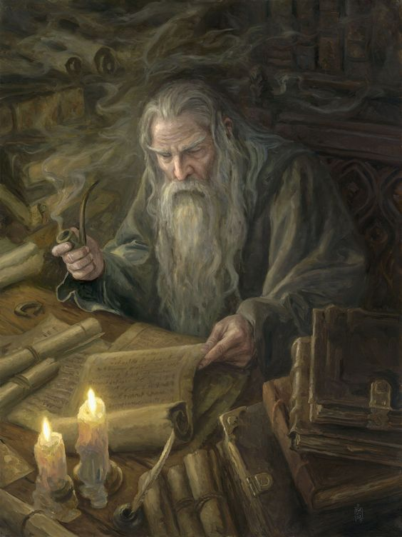 nimgaladh's tweet photo. Gandalf in the archives of Minas Tirith, MattStewart https://t.co/3RaBEPS1jX