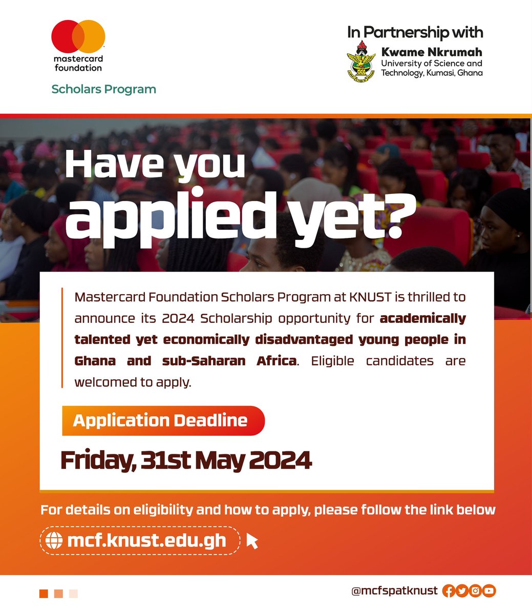 mcfspatknust's tweet photo. Kindly visit our website https://t.co/ZhoxyVsUyO to download the application form and apply. https://t.co/FEZ7hI0X5e