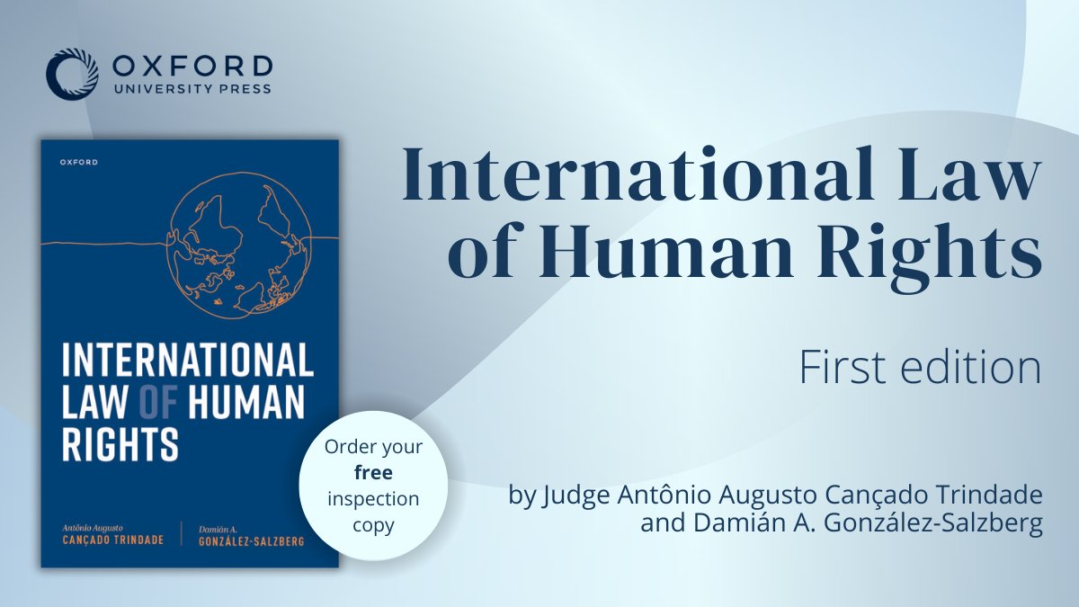 Published today! International Law of Human Rights, first edition. Giving a Global South perspective, this book draws on the expertise of the authors and gives the perspective of a leading judge in the field. Find out more: oxford.ly/42iDaIN