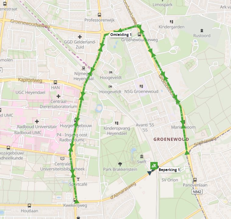 Een deel van de d'Almarasweg is afgesloten op 3 februari van 7.00 uur tot 11.00 uur #wegwerkzaamheden #Nijmegen #GemeenteNijmegen