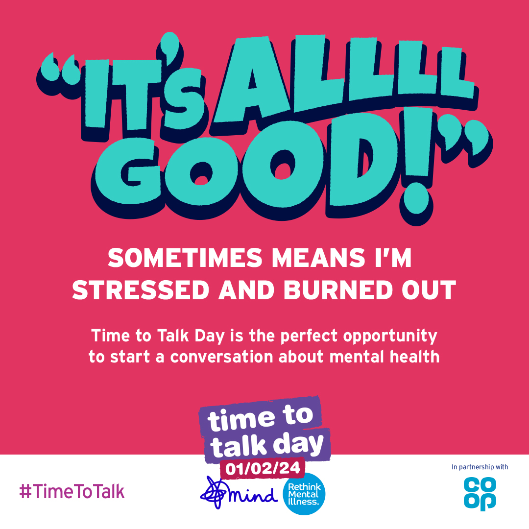 Communication can be tough at the best of times. With busy lives, we don’t always prioritise checking in with each other.

Today, try making #TimeToTalk by reaching out to a family member, friend, or colleague to see how they are doing. 

It might make all the difference.