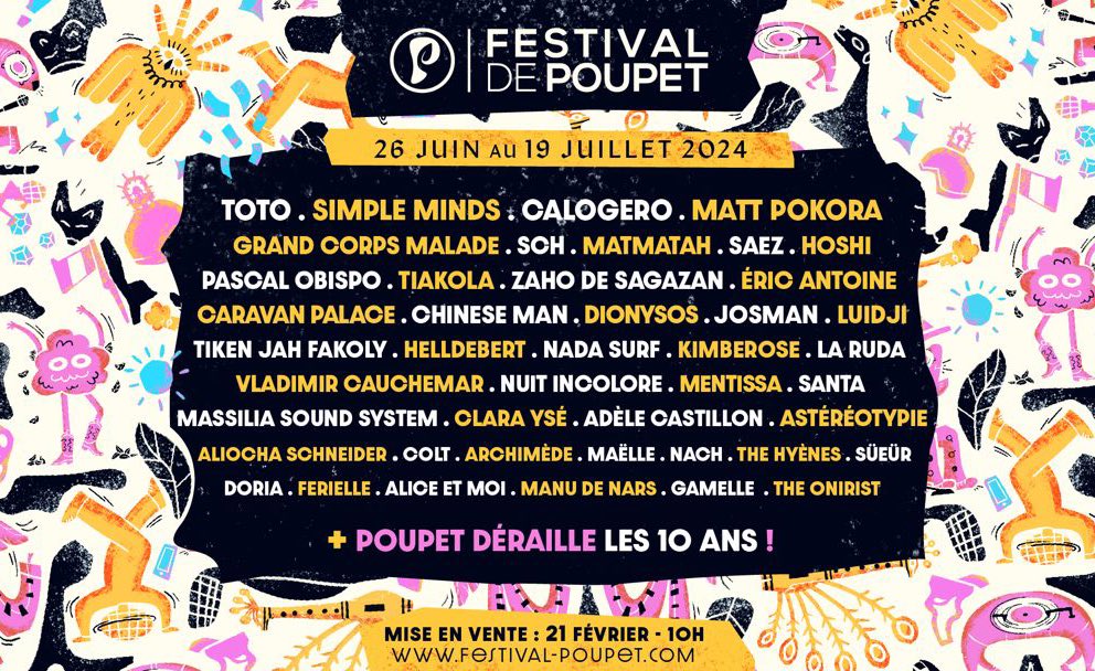 ★ 𝐅𝐄𝐒𝐓𝐈𝐕𝐀𝐋 𝐃𝐄 𝐏𝐎𝐔𝐏𝐄𝐓 - 𝐋𝐀
𝐏𝐑𝐎𝐆'𝟐𝟎𝟐𝟒 ★
🤩 Retrouvez toute la prog’ de cette 38ème édition ! #POUPET2024
► Toutes les infos sur :
festival-poupet.com
► Ouverture de la billetterie : 21 Février - 10h !