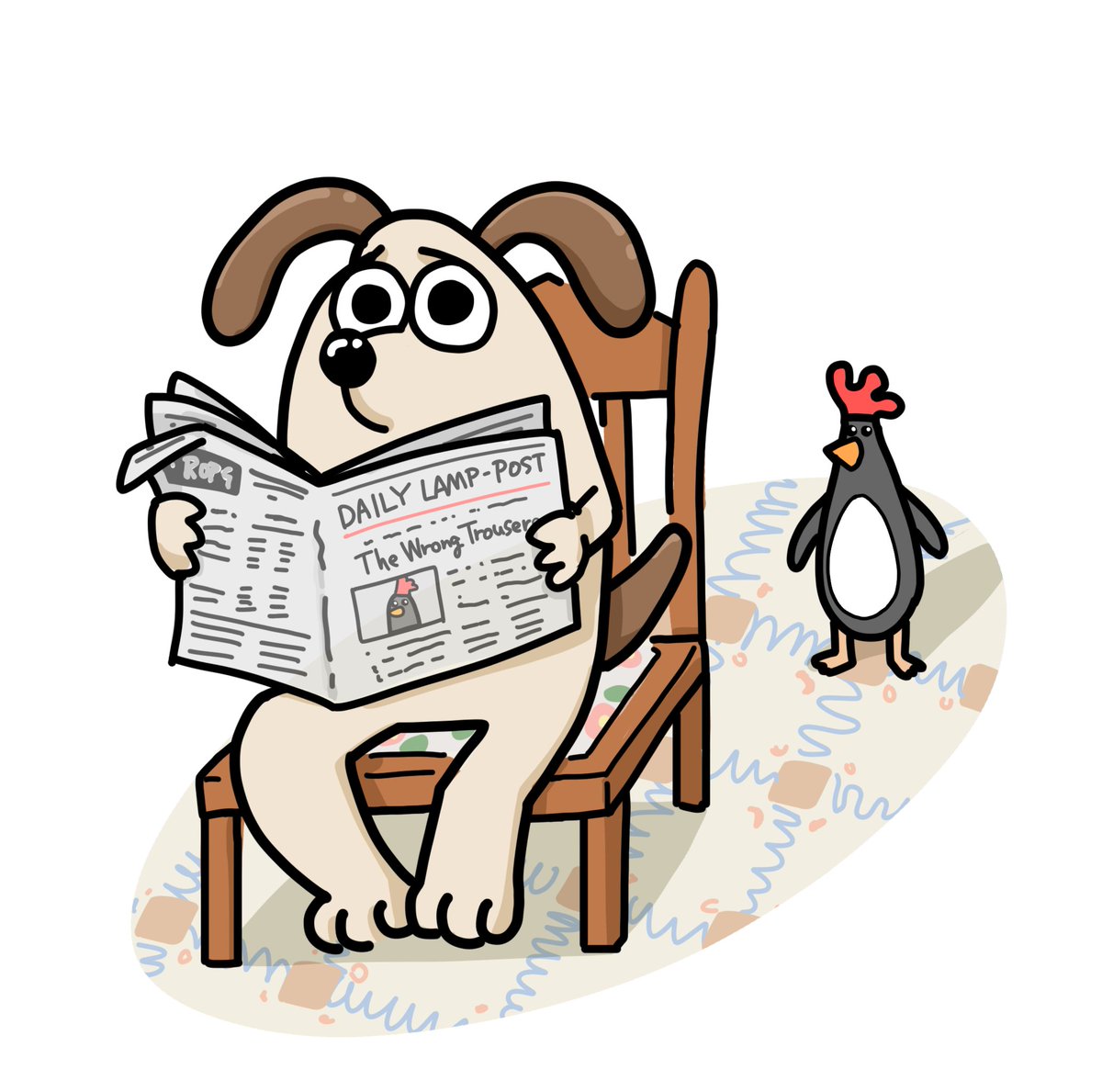 newspaper bird chair sitting no humans penguin holding  illustration images