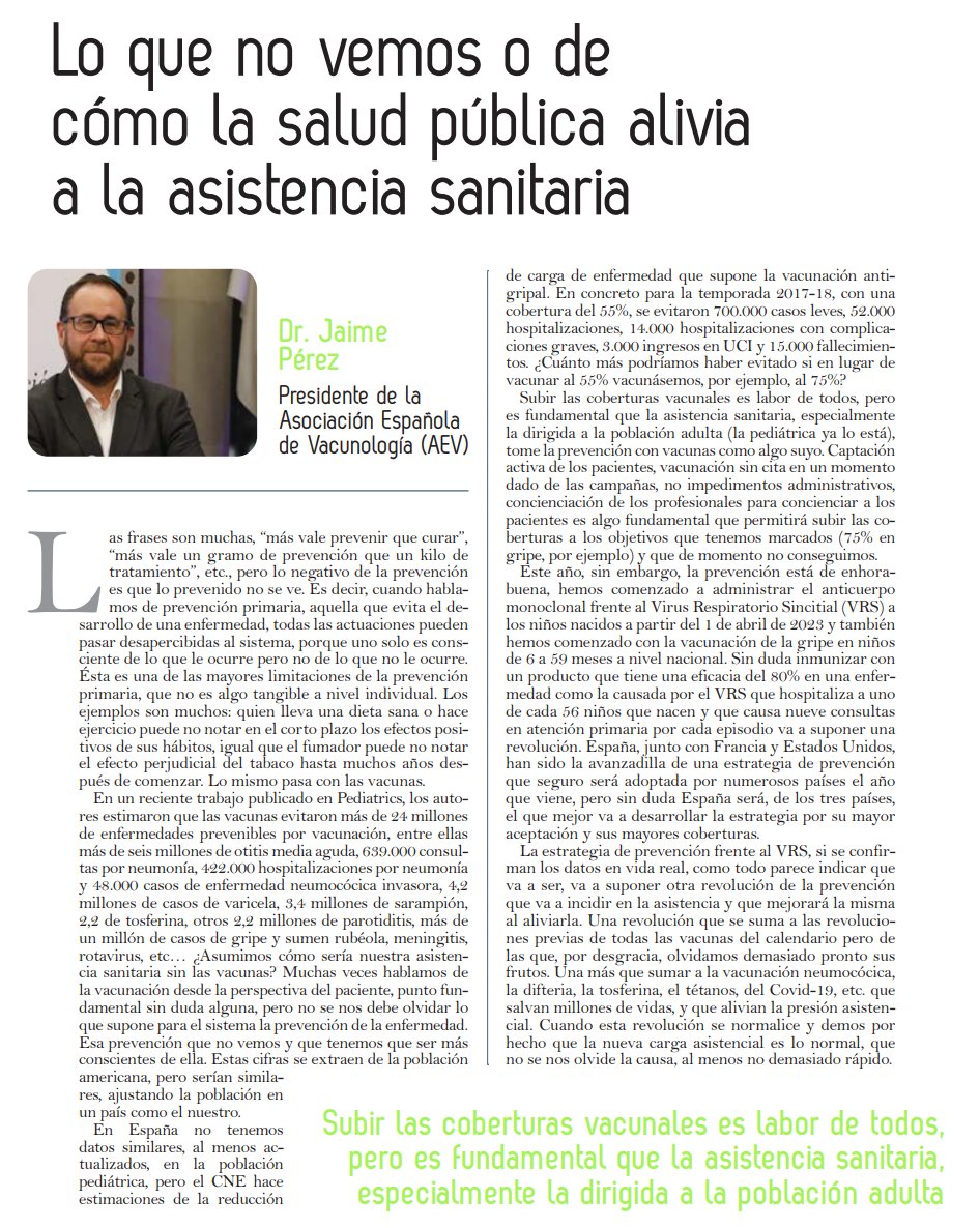 📢"Cuando hablamos de prevención primaria, aquella que evita el desarrollo de una enfermedad, todas las actuaciones pueden pasar desapercibidas al sistema, porque uno solo es consciente de lo que le ocurre pero no de lo que no le ocurre"