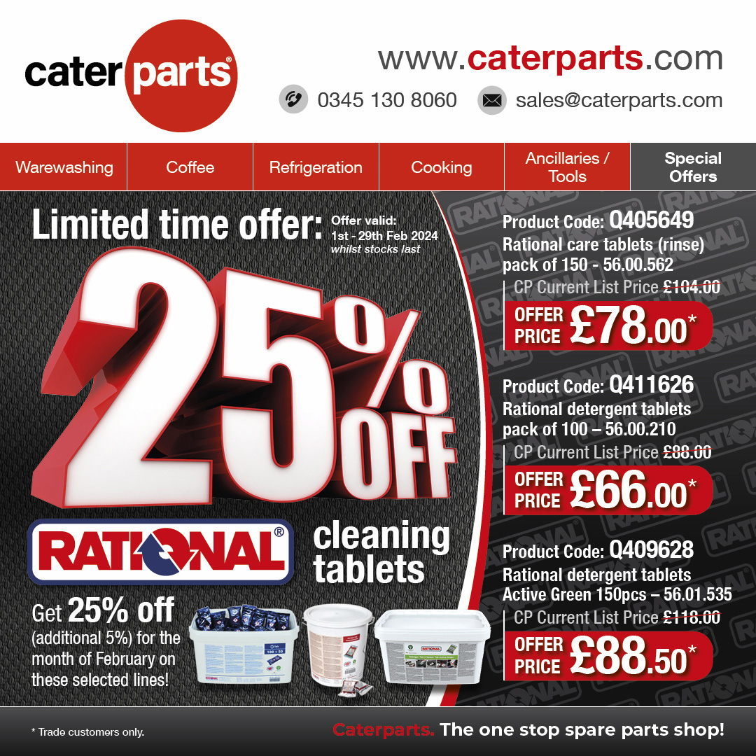 As one offer finishes another starts!
Contact our sales team or visit our website for further information
#Caterparts #Rational #cleaning #tablets