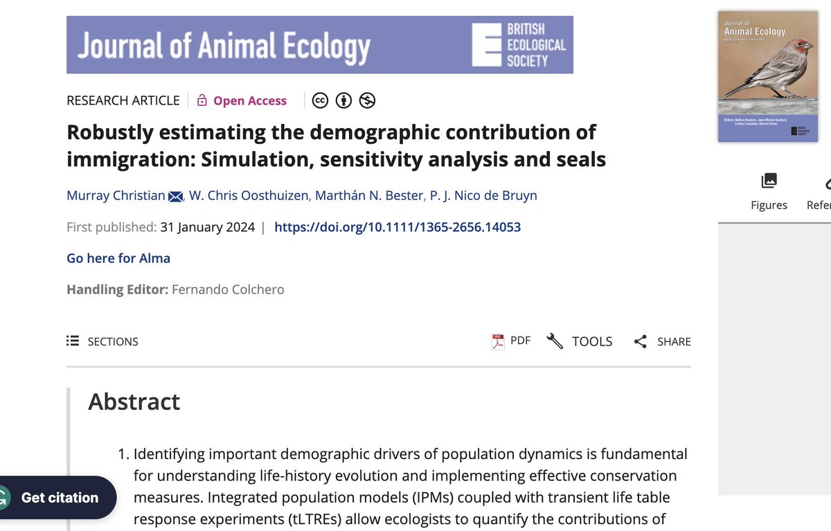 New paper alert! Robustly estimating the demographic contribution of immigration: Simulation, sensitivity analysis and seals. SEEC members Murray and @ChrisOosthuizn - massive congrats! Elephants seals - Marion island. besjournals.onlinelibrary.wiley.com/doi/10.1111/13…