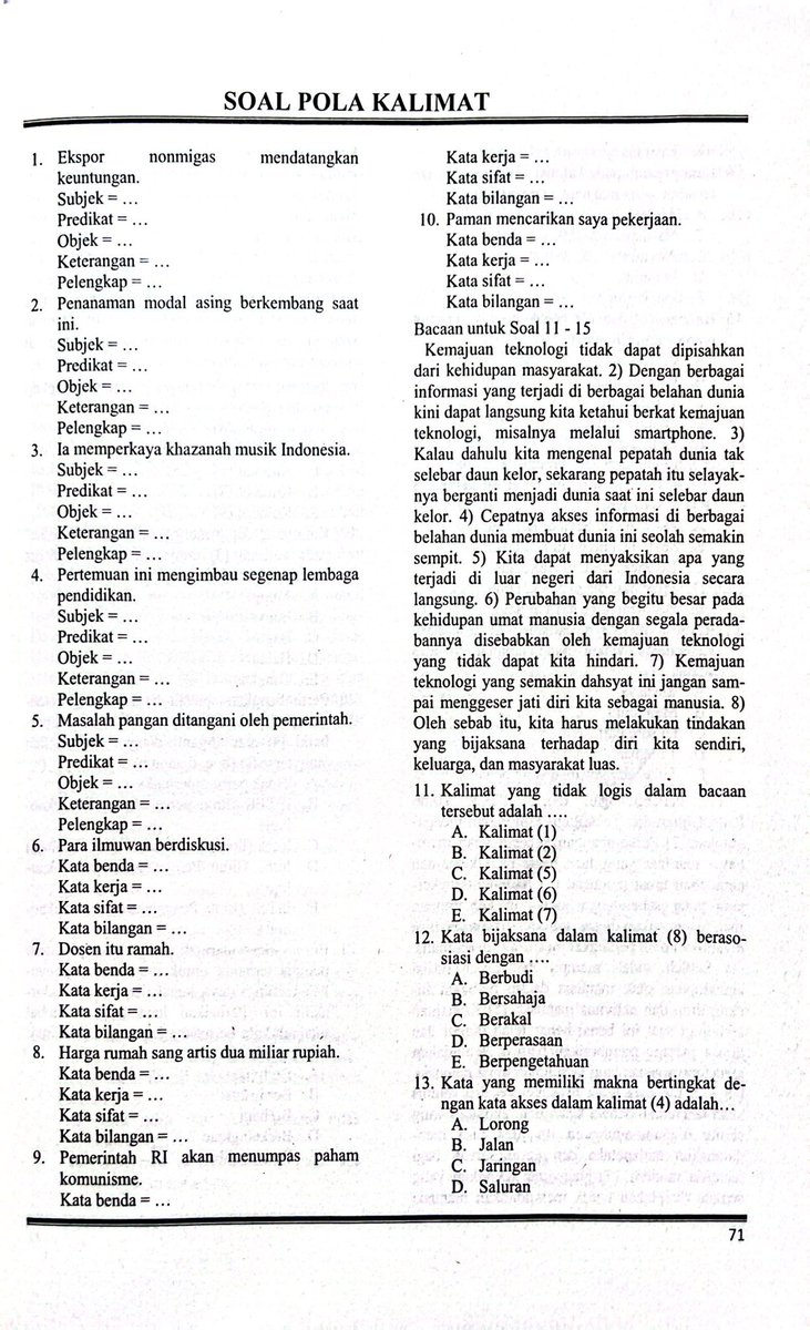 syif_arsy's tweet photo. ✨LATSOL PPU UTBK 2024✨

[POLA KALIMAT]

🖇️part 1

Kunjaw + pembahasan ada di reply yaw! https://t.co/R2EdDTPv4C