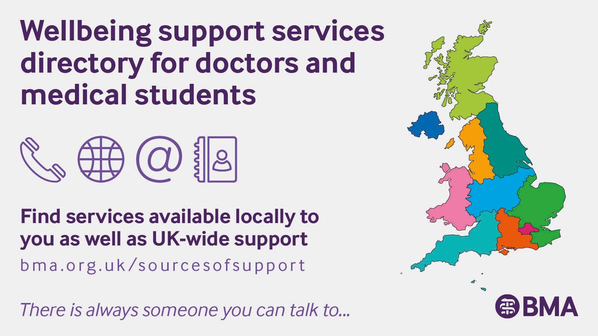 If you are a doctor or medical student in need of additional support, you can find a list of wellbeing services available to you, both locally & UK-wide, in our wellbeing support services directory: bma.org.uk/sourcesofsuppo… There is always someone you can talk to. #TimeToTalkDay