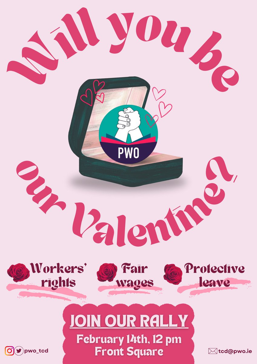 Will you be our Valentine? 

Get ready for our Valentine’s Day rally
📍 Front Square 
📆 February 14th at 12pm noon 

#PGRsDeserveBetter
 #LoveIrishResearch