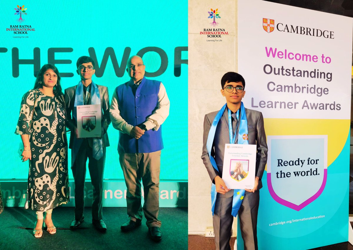 Honouring brilliance: Huge congratulations to Mst. Yaksh Jain for topping the world in Cambridge IGCSE Math! Celebrated on January 28th with the Outstanding Cambridge Learner Award, Yaksh's hard work shines globally. #WorldTopper #RamRatnaInternationalSchool #IGCSEMathGenius