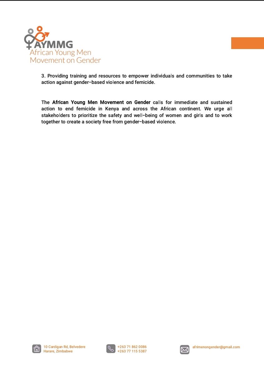 As AYMMG , we condemn the ongoing femicide happening in #Kenya, we urge the @_AfricanUnion ,@WilliamsRuto and CSOs in Kenya to consider our recommendations in responding to the murder of women in girls in Kenya
@SaveChildren_KE @ntvkenya @KenyaAirways @US_embassykenya @PadareMen