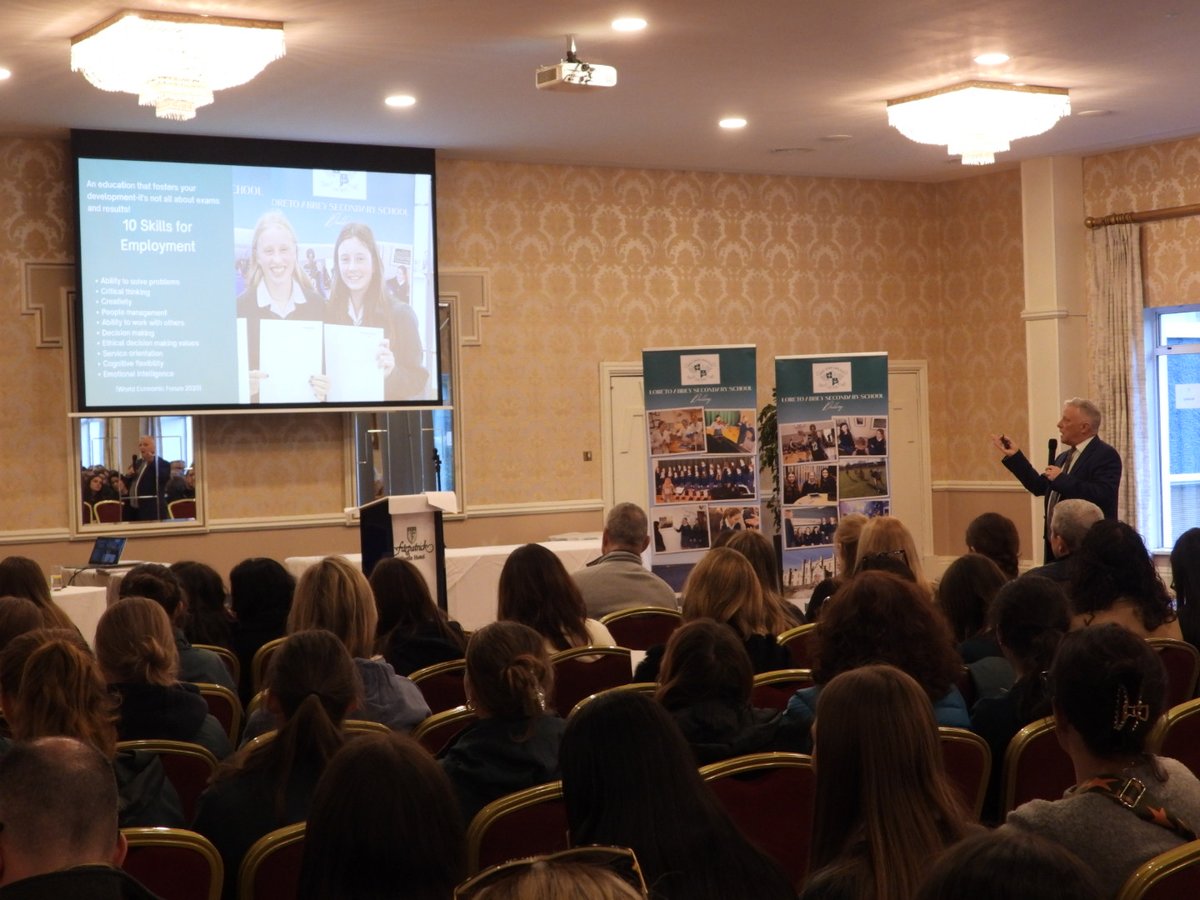 LoretoAbbey_'s tweet photo. Qualifax, CAO, UCAS, EUNICAS were to the forefront of TY minds this week as our students and their parents attended an information evening with Dr Brian Mooney in #Fitzpatricks Hotel, Killiney. https://t.co/fLUaeugYIU