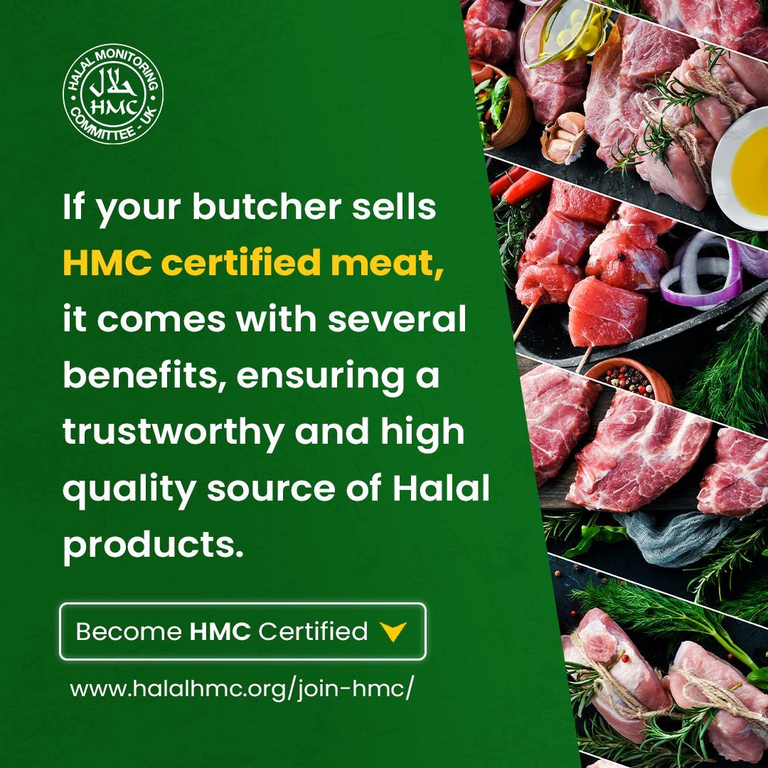 HMC_UK's tweet image. Choose HMC Certified Meat for genuine Halal assurance, strict standards, quality, ethical sourcing, community trust, global recognition, religious compliance, and transparent processes. Elevate your dining experience with confidence! 🌟🥩 #HMCcertified #HalalQuality