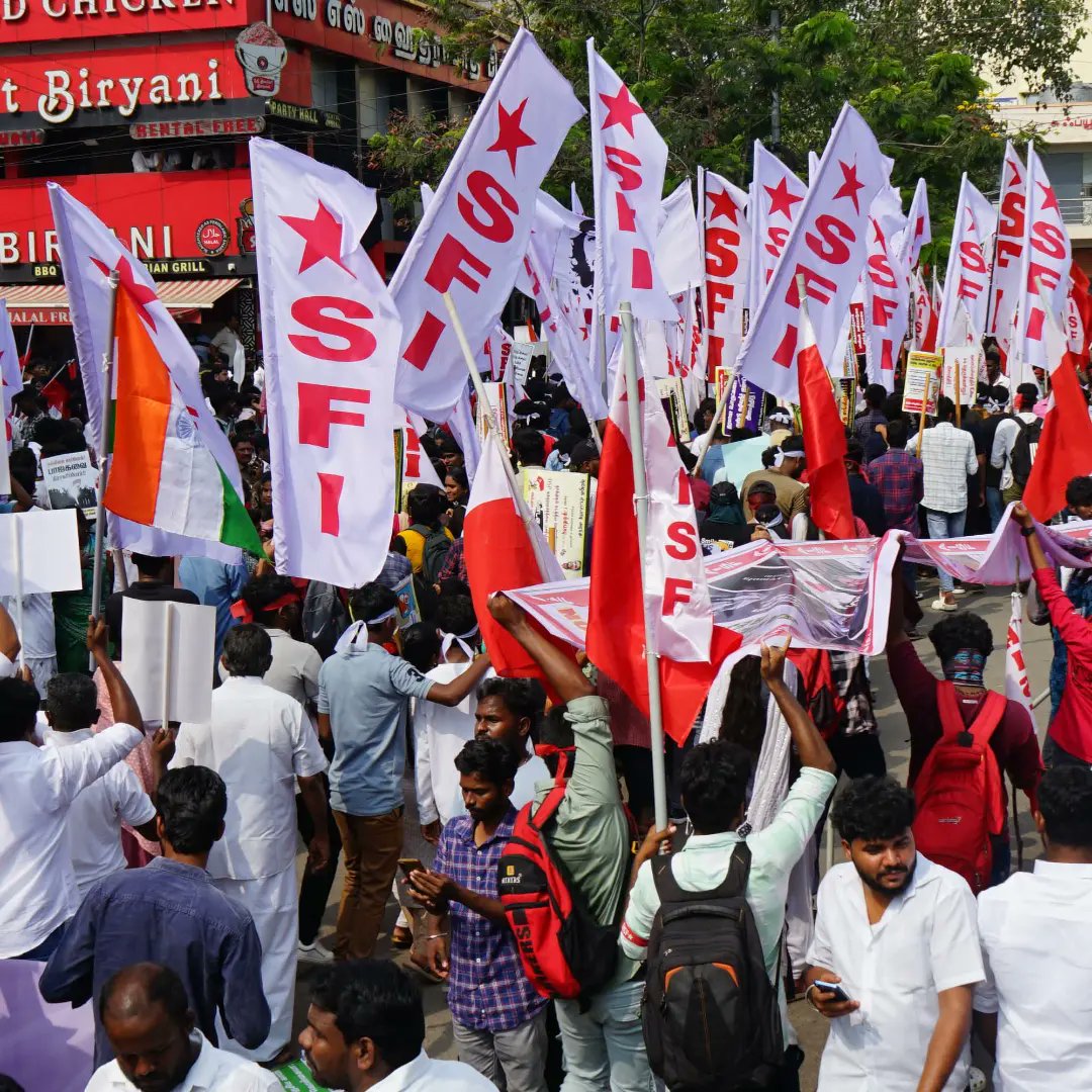 sficcdc's tweet photo. STUDENTS IN ACTION 2.0
CHENNAI RALLY
01 February 2024
#UnitedStudentsOfIndia
#rejectbjp #saveindia
#rejectnep #saveeducation https://t.co/GwehoQkris