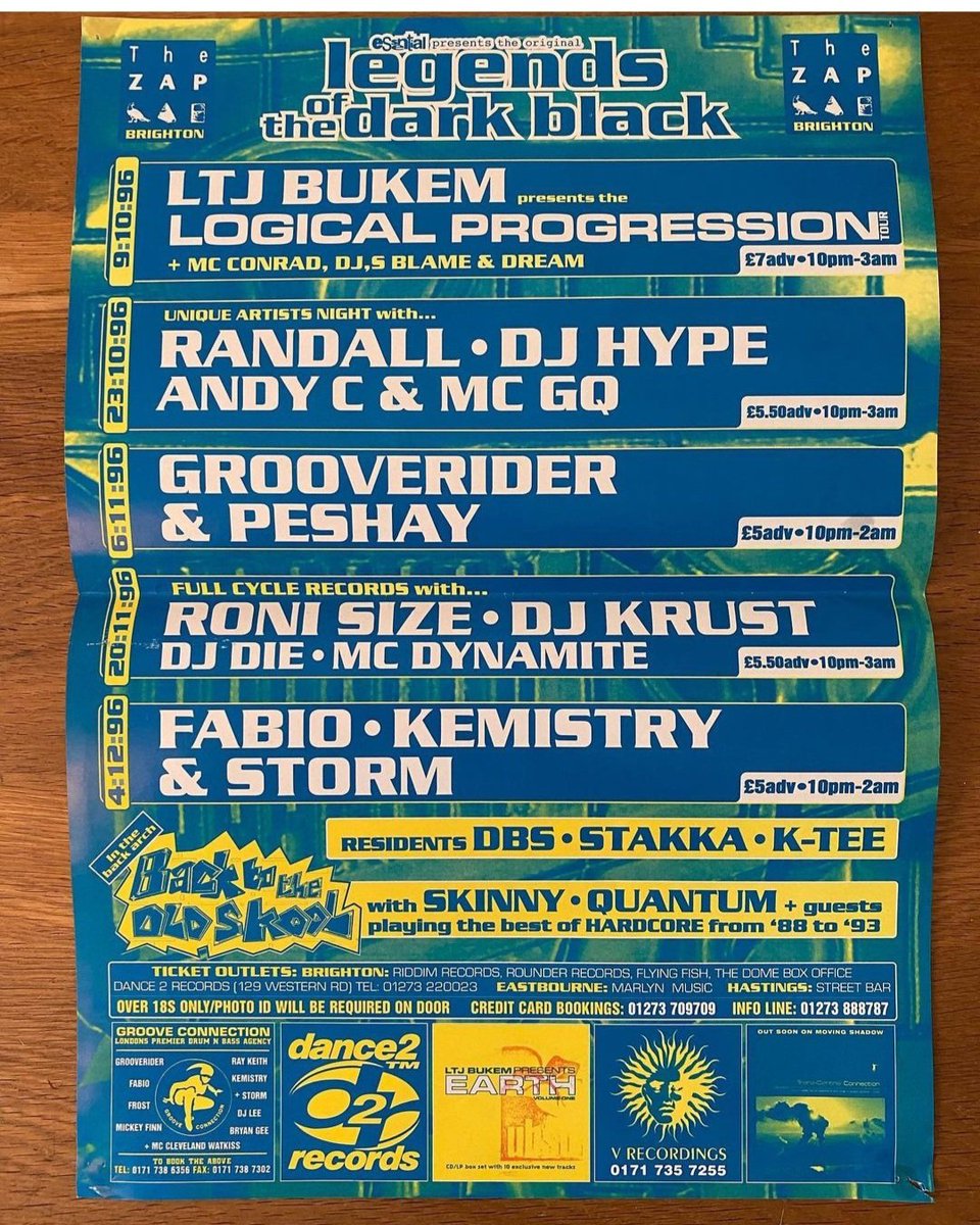 For TBT today we go back to the mid 90s for Essentials "Legends of the dark black". "The Zap" club in Brighton on a Tuesday night. One of my faves from that time!! ❤️❤️🔥🔥

#essential #legends #thezap #dnb #jungle #tbt