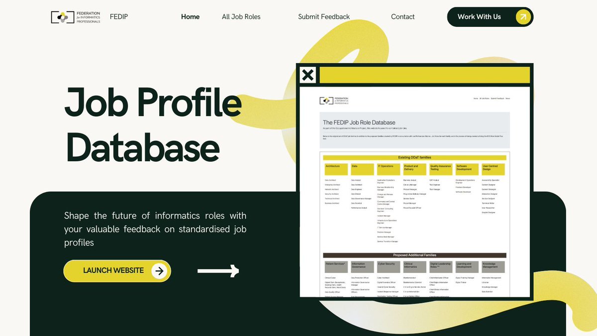 Calling all Health and Care Informatics superheroes! 

We're on a quest to standardise roles, and YOUR feedback is our guiding light. 🌟 Join the conversation and shape the future! 🤝💬 #HealthTech #FeedbackWelcome job-profiles.fedip.org