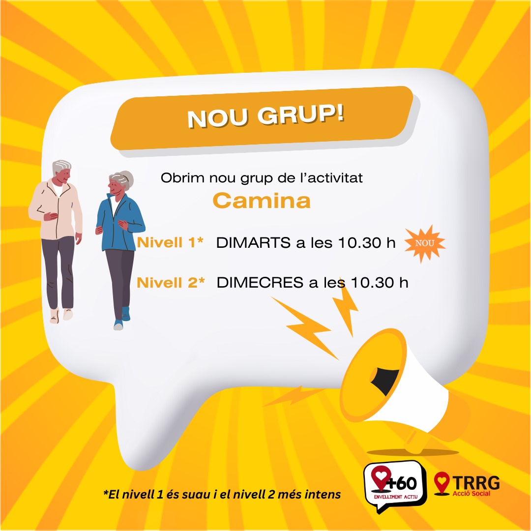 socialtarrega's tweet photo. Obrim noves places per a l'activitat 🅲🅰🅼🅸🅽🅰. 🚶🏼🚶🏻‍♀️🚶🏿‍♂️
🐌Nivell 1: intensitat suau i trajectes més curts.
🐇Nivell 2: més intensitat i llargada.
➡️T'animes? 
#activitatfísica #+60 #envellimentactiu #salut #Tàrrega #creemxarxa
@ajtarrega https://t.co/WBXoeuckde