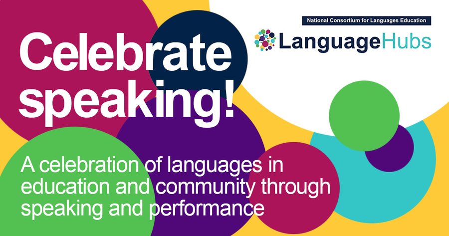 🎉 Schools! Starts today: Celebrate Speaking! our festival of languages. To join in, have your students film a short piece in their favourite language and you upload to X. Remember to tag #CelebrateSpeaking so we can find your film! More info here: bit.ly/3GM0KDQ