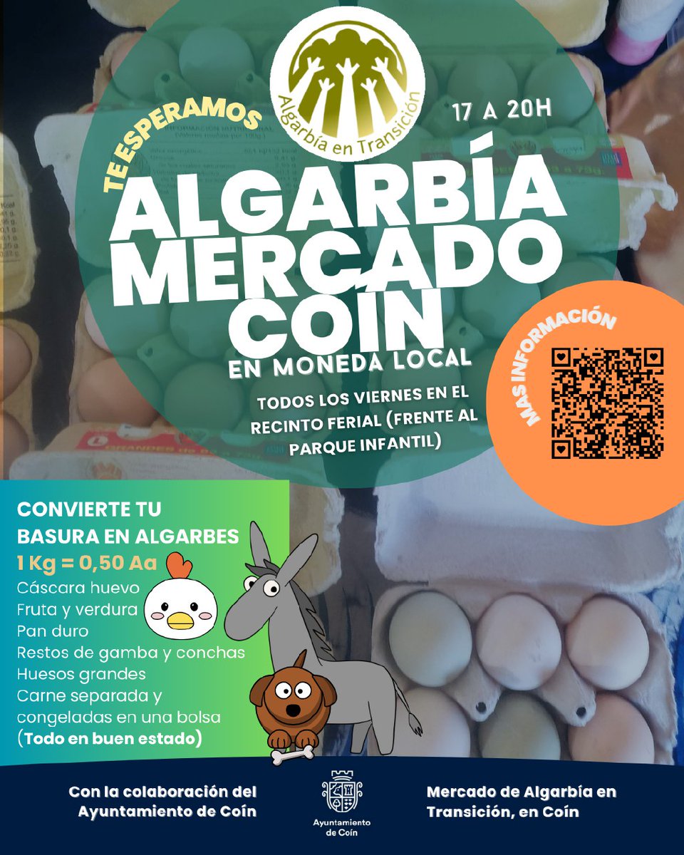 acaravaca69's tweet photo. 💜💚CADA VIERNES MERCADO ALGARBÍA #COÍN
Donde encontrarnos y poder intercambiar por trueque y con #MonedaSocial el #Algarbe y ¡¡rifa de cesta con productos de nuestros puesteros!!
🌍COMO LLEGAR: https://t.co/x7zPr1YpNr
(En Recinto Ferial, junto al espacio de cerámica)
#Ubuntu https://t.co/pOlnIojQ8N