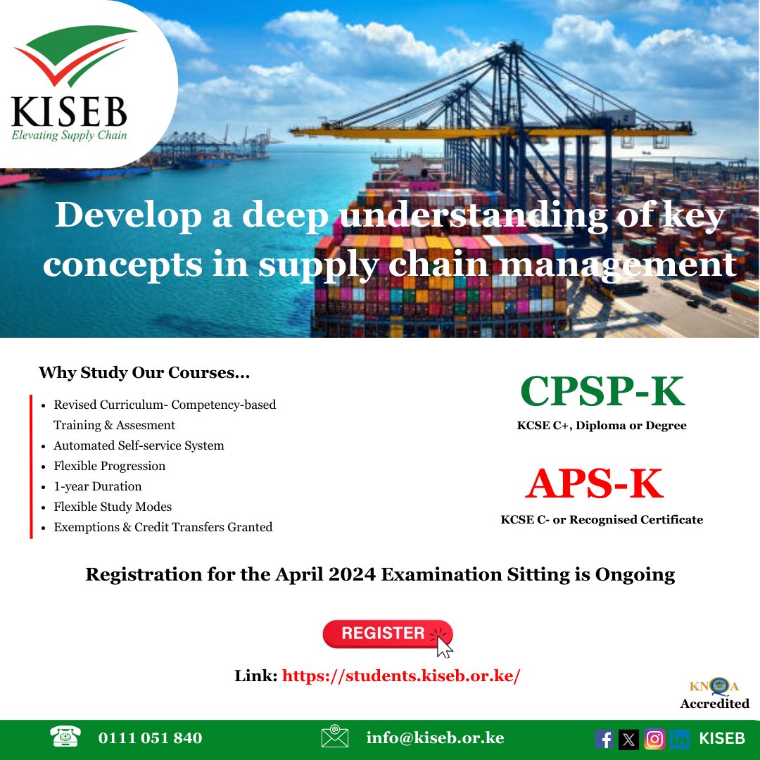KisebOfficial's tweet photo. Unlock your SCM career potential with CPSP-K &amp; APS-K.
Registration is ongoing, enrol here- https://t.co/gA7Jhy7m4A 

#April2024ExamSitting https://t.co/dSz9tp3A67