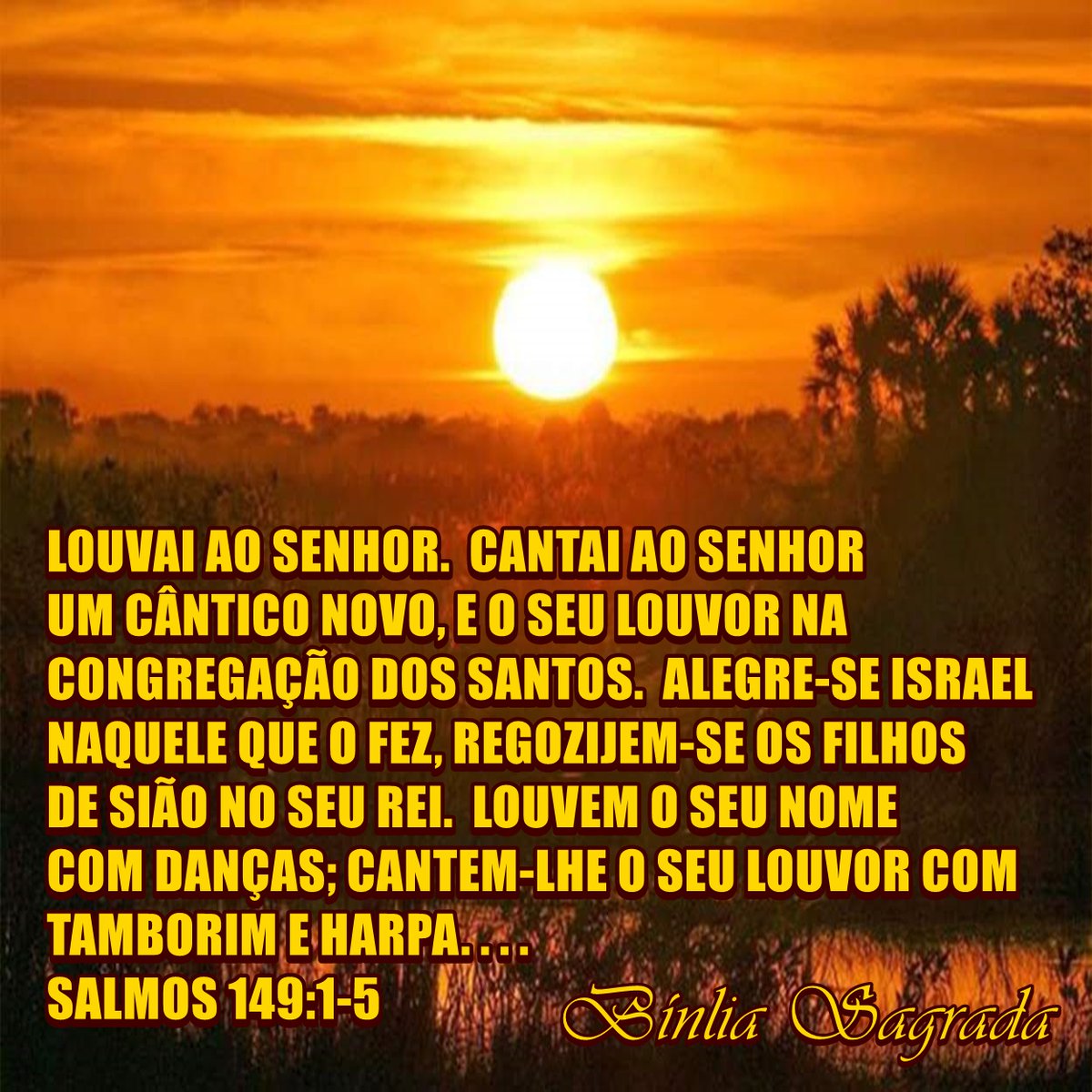 MittyVcCunha's tweet photo. LOUVAI AO SENHOR.  CANTAI AO SENHOR
UM CÂNTICO NOVO, E O SEU LOUVOR NA
CONGREGAÇÃO DOS SANTOS.  ALEGRE-SE ISRAEL
NAQUELE QUE O FEZ, REGOZIJEM-SE OS FILHOS
DE SIÃO NO SEU REI.  LOUVEM O SEU NOME
COM DANÇAS; CANTEM-LHE O SEU LOUVOR. . .
SALMOS 149:1-5 #VidaComCristo #Fé #Graça https://t.co/7pwqxkmVbJ
