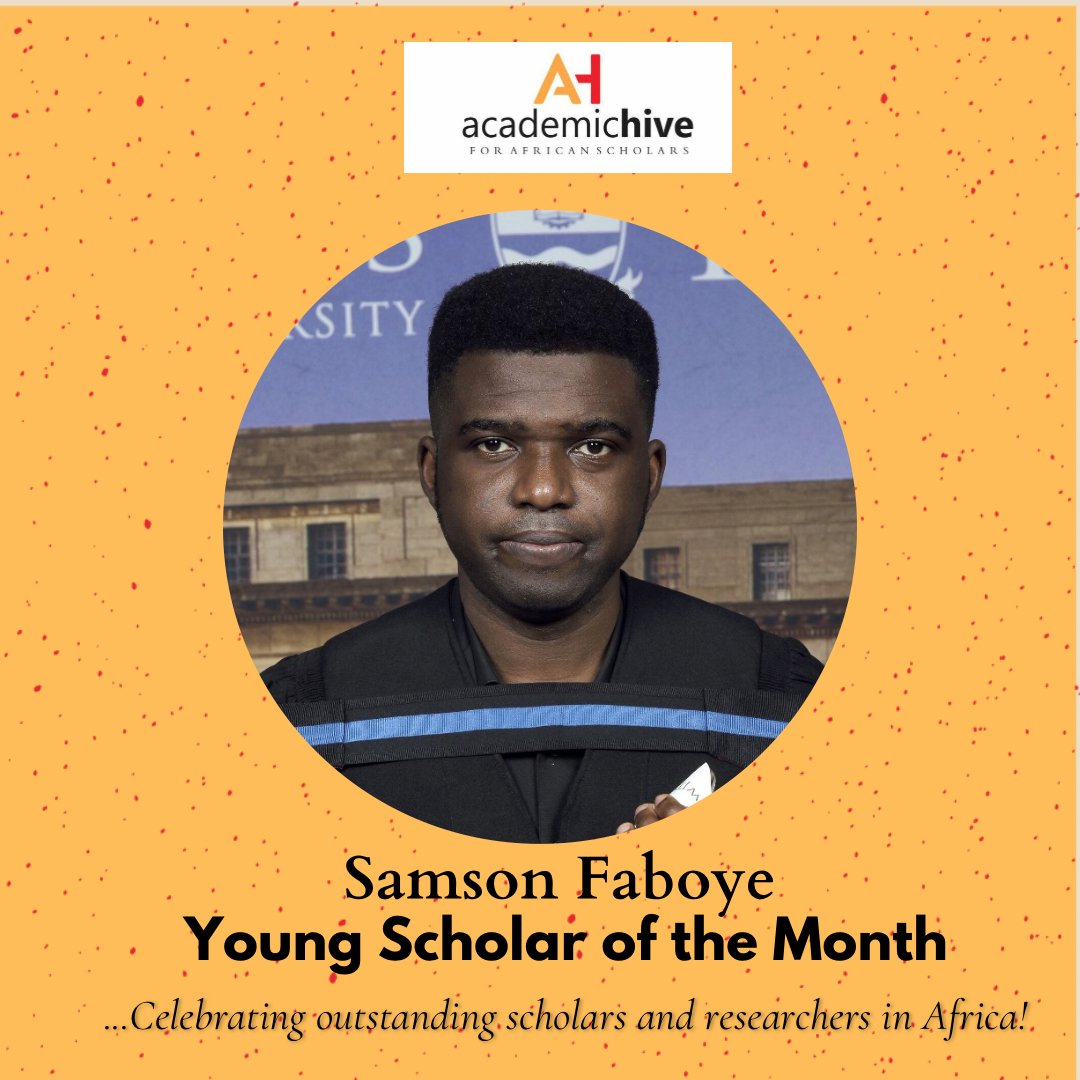 AcademicHive's tweet photo. February’s spotlight is on Samson Faboye as Academic Hive’s Young Scholar of the Month.

He is currently completing a PhD in urban and regional planning at the University of Johannesburg.

Read about his achievements and advice for young scholars.

Info@ https://t.co/O2BcHnegTJ | https://t.co/645Yx5BCFu