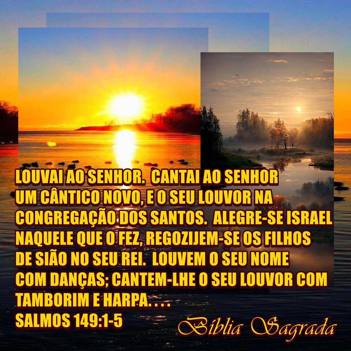 MittyVcCunha's tweet photo. LOUVAI AO SENHOR.  CANTAI AO SENHOR
UM CÂNTICO NOVO, E O SEU LOUVOR NA
CONGREGAÇÃO DOS SANTOS.  ALEGRE-SE ISRAEL
NAQUELE QUE O FEZ, REGOZIJEM-SE OS FILHOS
DE SIÃO NO SEU REI.  LOUVEM O SEU NOME
COM DANÇAS; CANTEM-LHE O SEU LOUVOR. . .
SALMOS 149:1-5 #VidaComCristo #Fé #Graça https://t.co/Rb4ENASxS3