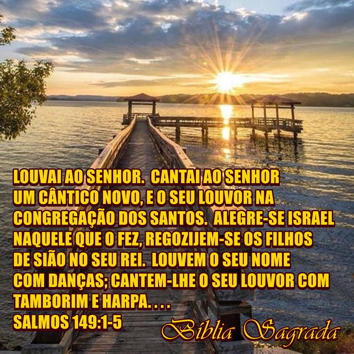 MittyVcCunha's tweet photo. LOUVAI AO SENHOR.  CANTAI AO SENHOR
UM CÂNTICO NOVO, E O SEU LOUVOR NA
CONGREGAÇÃO DOS SANTOS.  ALEGRE-SE ISRAEL
NAQUELE QUE O FEZ, REGOZIJEM-SE OS FILHOS
DE SIÃO NO SEU REI.  LOUVEM O SEU NOME
COM DANÇAS; CANTEM-LHE O SEU LOUVOR. . .
SALMOS 149:1-5 #VidaComCristo #Fé #Graça https://t.co/RQSMtlksGO
