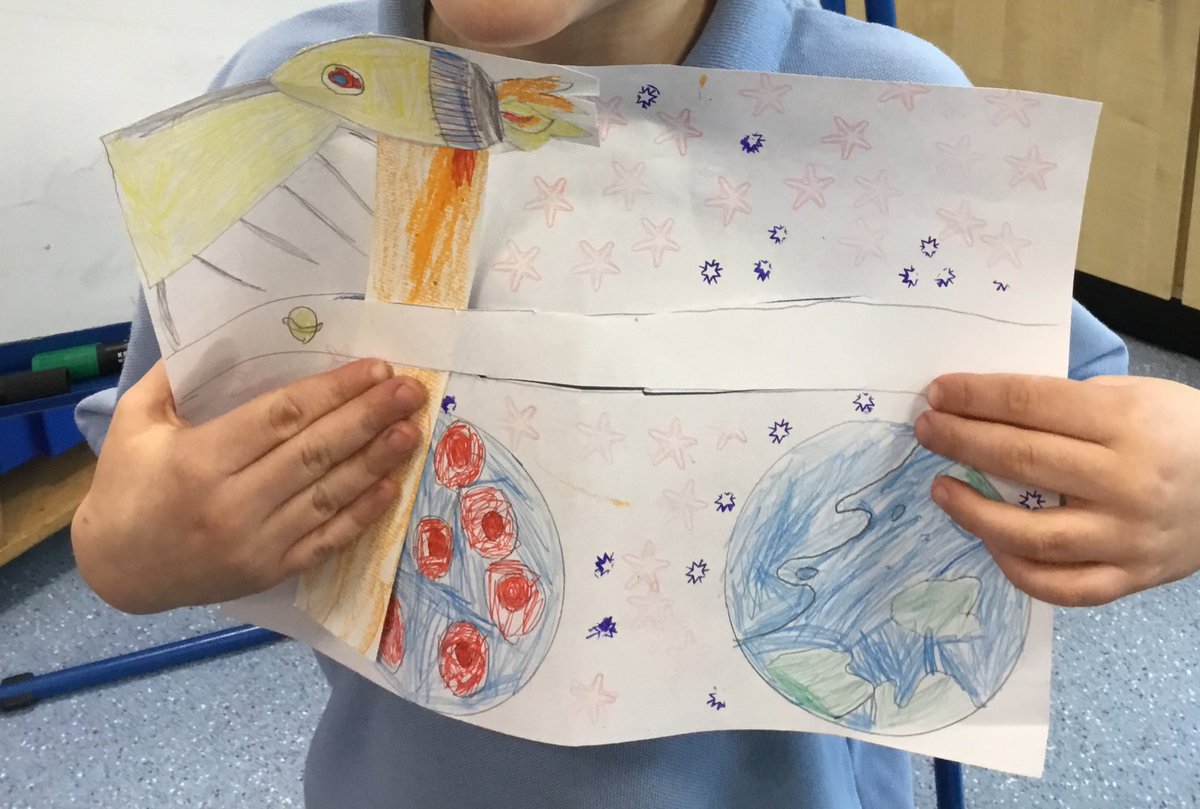 DragonfliesStF's tweet photo. Just look at these amazing moving pictures we created in Dt this week- we used different moving  mechanisms to make our space inspired picture come to life! https://t.co/qbuiIQweeK