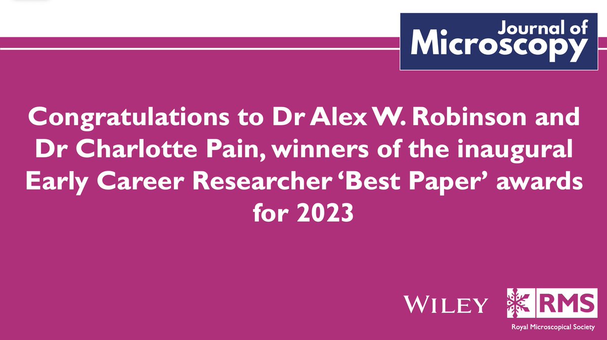 JournalofMicroscopy (@jofmicroscopy) on Twitter photo 📢The Editors of the Journal of Microscopy are pleased to announce the winners of the inaugural ‘Best Paper’ awards for Early Career Researchers in 2023.
Congratulations to Dr Alex W. Robinson <a href="/AlexRobinson212/">Dr Alex Robinson</a> and Dr Charlotte Pain @Charly_Pain!
bit.ly/4bhiAMX 📢The Editors of the Journal of Microscopy are pleased to announce the winners of the inaugural ‘Best Paper’ awards for Early Career Researchers in 2023.
Congratulations to Dr Alex W. Robinson <a href="/AlexRobinson212/">Dr Alex Robinson</a> and Dr Charlotte Pain @Charly_Pain!
bit.ly/4bhiAMX