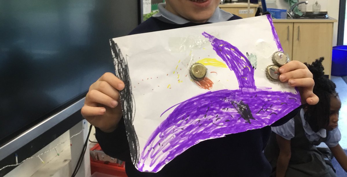 DragonfliesStF's tweet photo. Lots of lovely space spired home learning shown in class! We love the use of recycled materials and the beautiful illustrations and projects the children have made. https://t.co/KmXKbUzJR8
