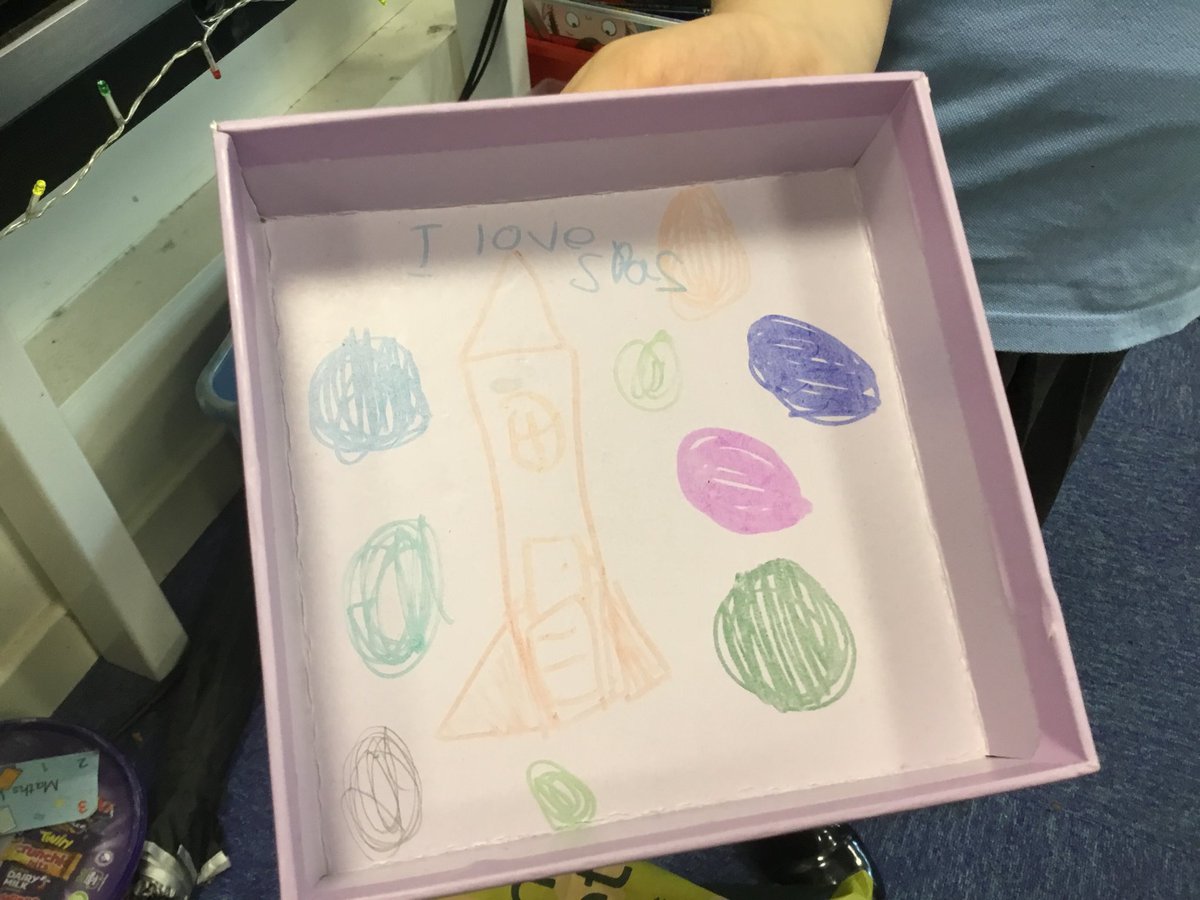 DragonfliesStF's tweet photo. Lots of lovely space spired home learning shown in class! We love the use of recycled materials and the beautiful illustrations and projects the children have made. https://t.co/KmXKbUzJR8