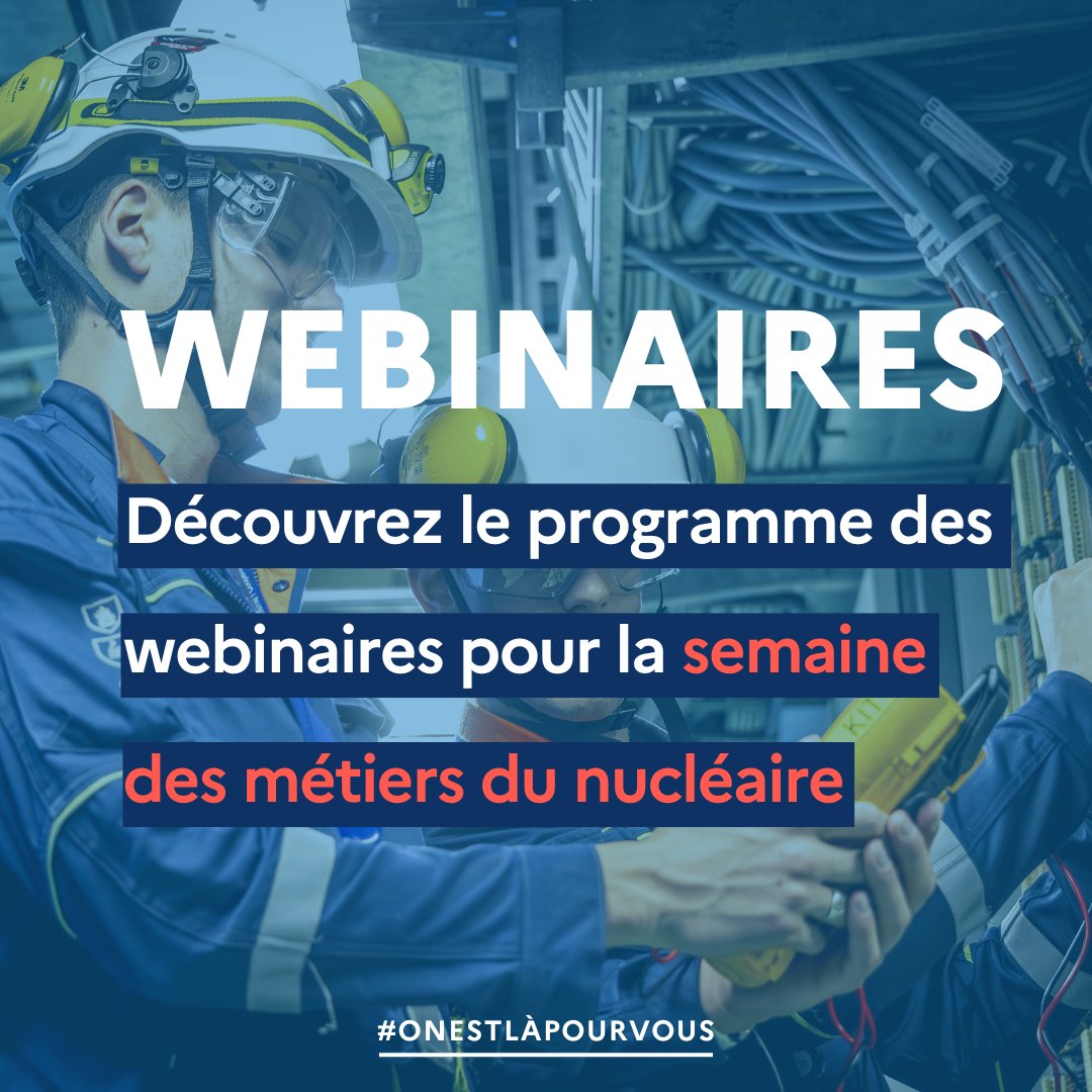 #webinaires 💻 Semaine des métiers du #nucléaire
👉 pole-emploi.fr/region/auvergn… 

Vous êtes un demandeur d'#emploi ou une #entreprise et vous souhaitez en savoir plus sur les #métiers, les #formations ou le secteur nucléaire ❓ Participez à nos webinaires du 5 au 9 février ❗️