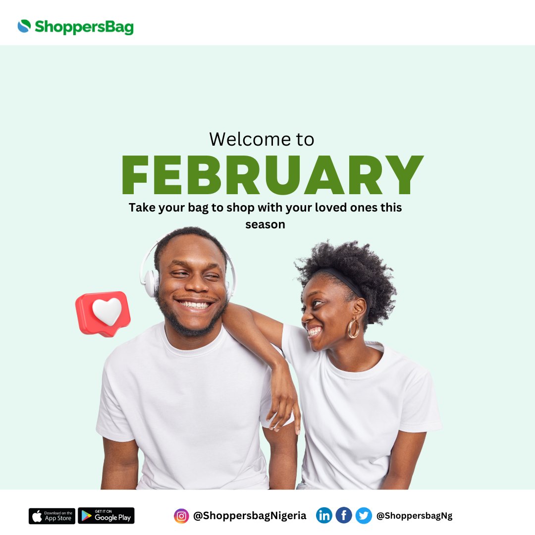 ShoppersbagNG's tweet photo. February is here, and ShoppersBag is excited to turn your shopping into a shared eco-friendly journey with friends and family. 
Cheers to a month overflowing with delightful shopping experiences. 

#HelloFebruary #ShopWithShoppersBag #Shopwithlove https://t.co/dLOOFiCmIW
