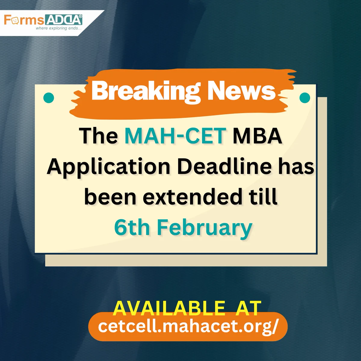 The MAH-CET MBA Application Deadline has been extended till
6th February 