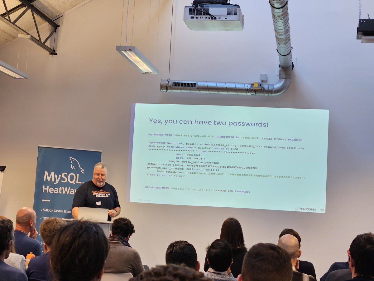 M1guelAraujo's tweet image. #MySQL Password complexity, by @stoker! 2 passwords? Yes ;)
#MySQLBelgianDays