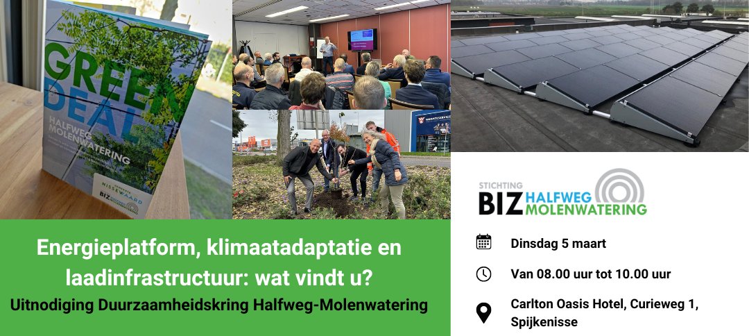 Hoe voorkomen we natte voeten op Halfweg-Molenwatering door een veranderend #klimaat? Hoe kunnen we ons #bedrijfspand verder #verduurzamen, zonder dat we het net verder belasten? Laat u #informeren en #inspireren tijdens de duurzaamheidskring op 5 maart! bizhm.nl/uitnodiging-du…