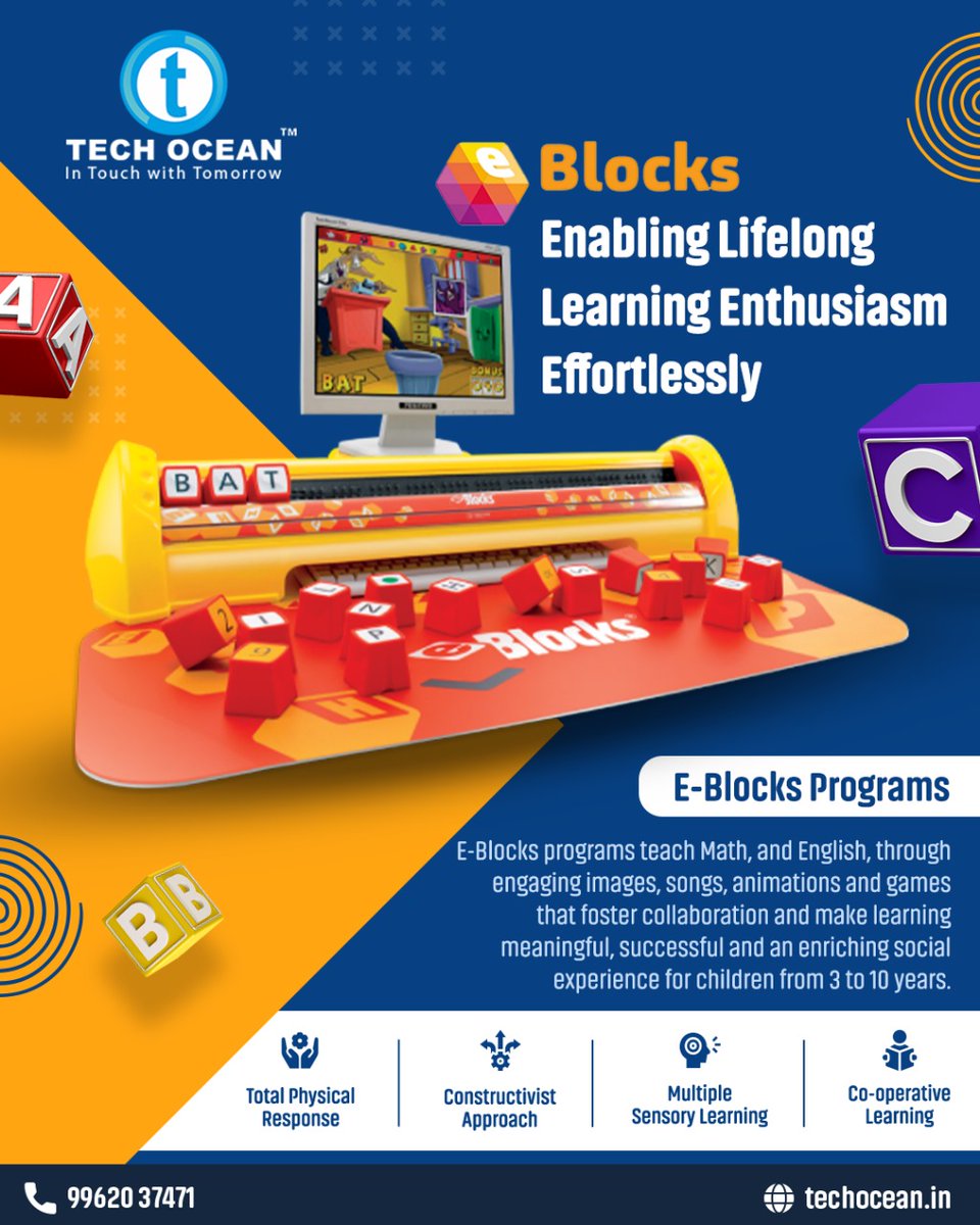 techocean2's tweet image. EBLOCKS
Enabling Lifelong Learning Enthusiasm Effortlessly
Hands on Learning
Total Physical Response
Cooperative Learning
Multiple Sensory Learning

99620 37471
techocean.in

#techocean #digital #education #knowledge #onlineeducation #records #DigitalCollaboration