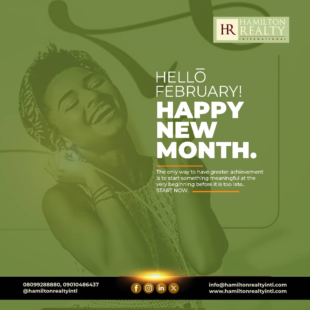 HamiltonRealtyI's tweet photo. Happy new Month!!!!!!!!!!!!
The only way to have a greater achievement is to start something meaningful at the very beginning before it is too late
START NOW.
Contact us to know more about our services: http://hamiltonrealtyintl.comYou won’t be disappointed! #hamiltonrealty https://t.co/sUq0ZaqnxA
