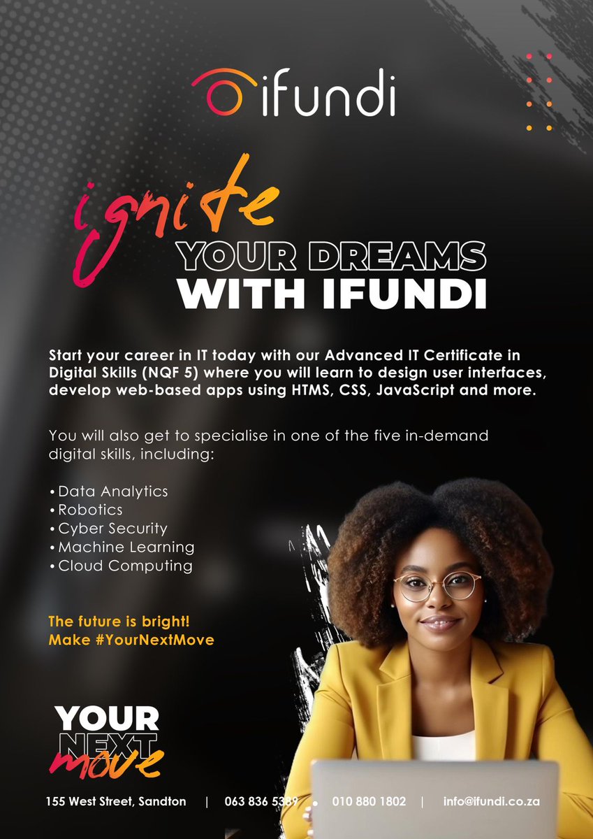 MrTTPhasha's tweet photo. So I'm currently doing the Accelerated IT Digital Skills which is a 2 years Qualification with iFundi. It also includes Digital Lab Practicals. Do yourself a favour and get future ready with iFundi
#futureready #makeyournextmove #applications #IT #AcceleratedIT https://t.co/BfeglcL1xJ