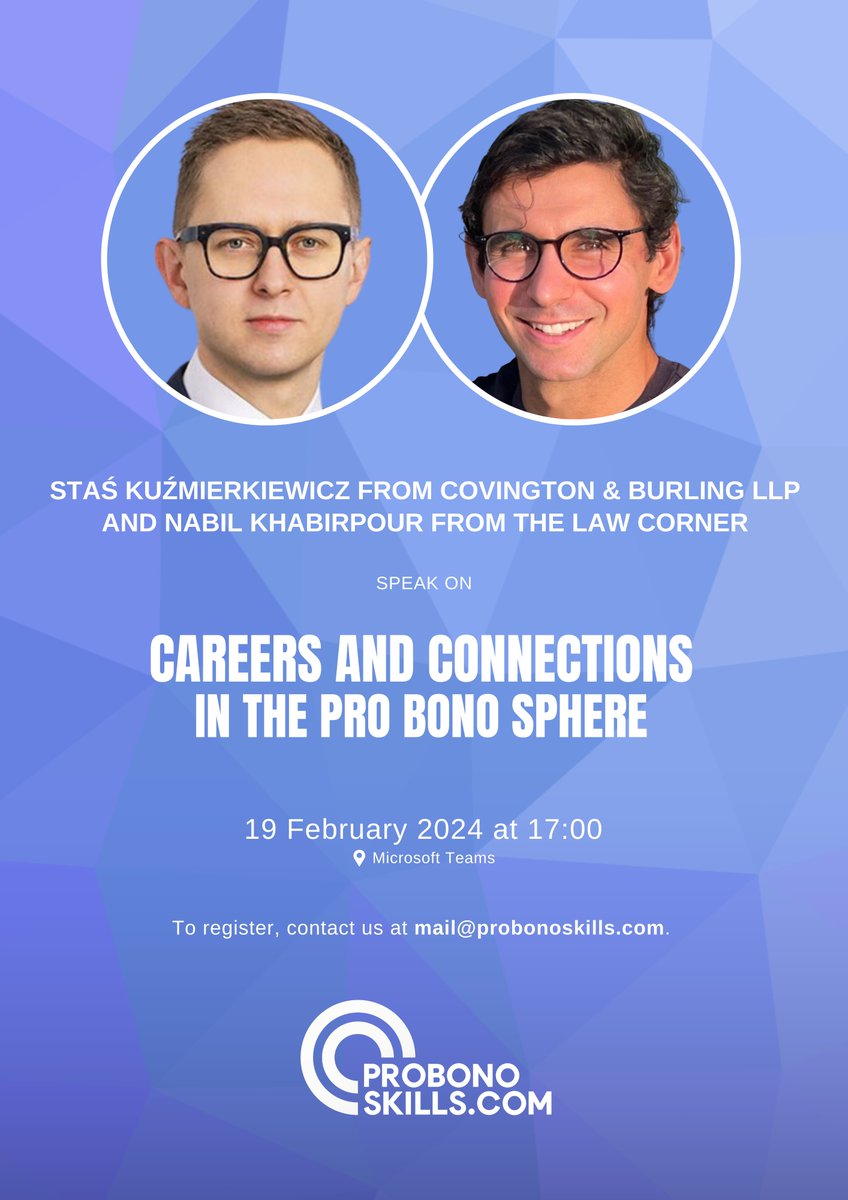 probonoskills's tweet photo. Explore the dynamic landscape of pro bono, gain valuable insights from our speakers on transforming pro bono into a rewarding career, and discover strategies for building meaningful connections through pro bono work.

Sign up details below 👇 https://t.co/gcLEXyh3zb