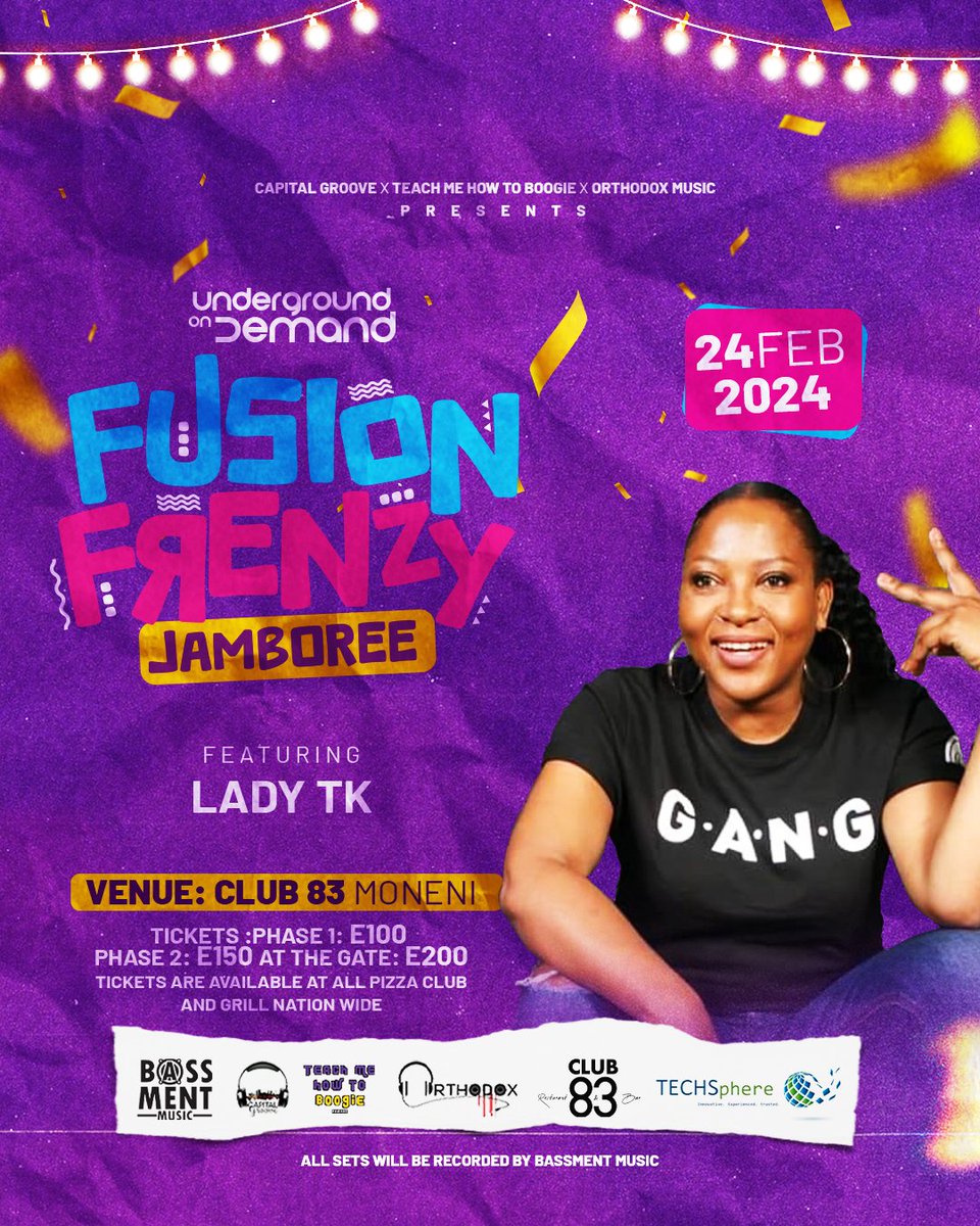 UndergroundOnD's tweet photo. @capital_groove  X  Teach Me How To Boogie @_tmhtb  X @mr_orthodox
PRESENTS.

@undergroundondemand Fusion Frenzy Jamboree

 YOUR DJ 
💽🎚️🎛️🎚️💽
LADY TK

📅SATURDAY 24 FEBRUARY 2024

📍CLUB 83 MONENI

ALL DJ SETS WILL BE RECORDED BY @bassmentmusicrsa
LETS GOOOOO. 🔥🔥🔥🔥🔥🔥🔥🔥 https://t.co/3TrqQuAMO3