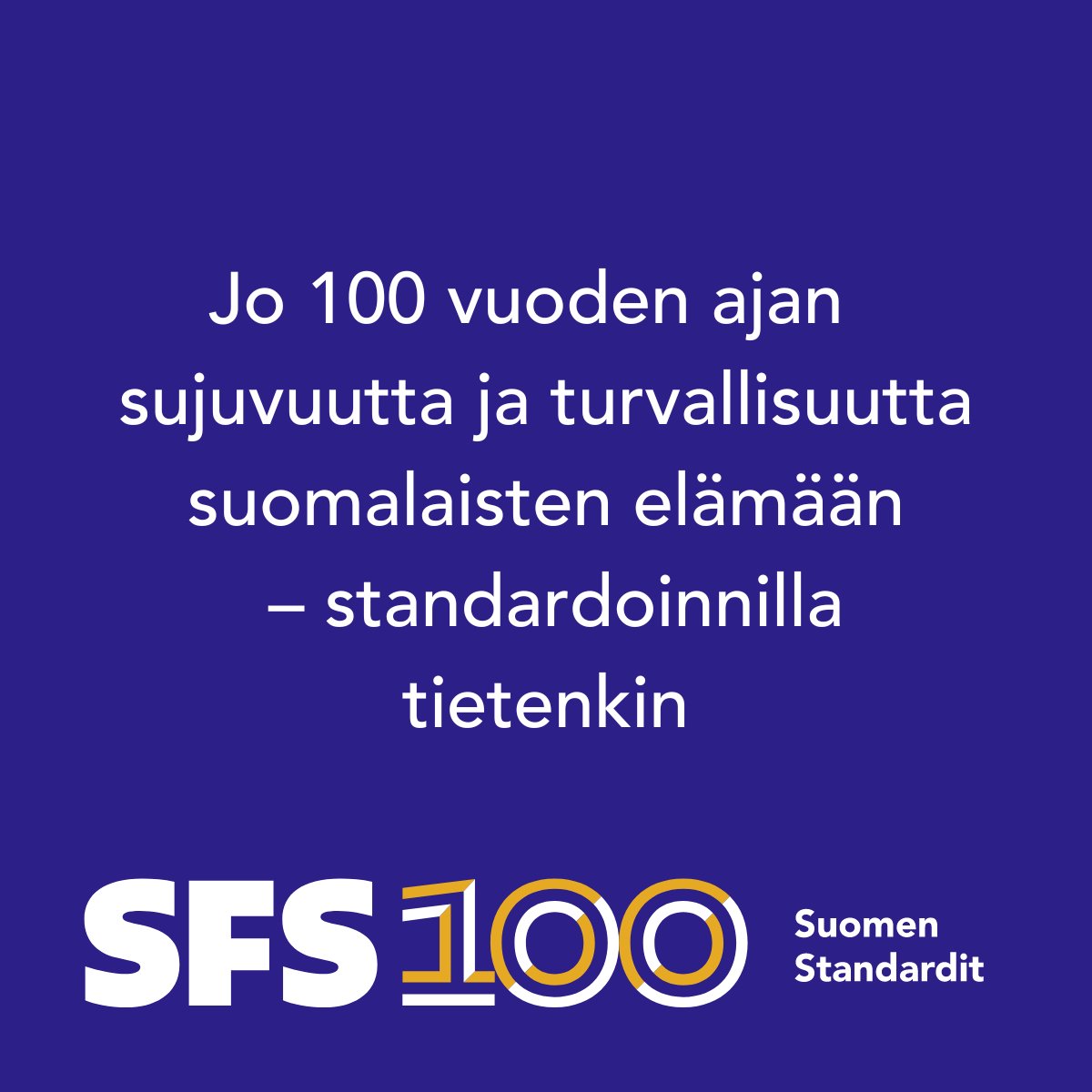 standardeista's tweet photo. 100 vuotta ja 100 syytä innostua #standardeista! Jo sadan vuoden ajan olemme huolehtineet siitä, että Suomessa on standardit kunnossa. Työ jatkuu seuraavalle satavuotiskaudelle uudella nimellä SFS Suomen Standardit. 

https://t.co/pDBRXcVwo1

#SFS100 https://t.co/2rpz22JNlp